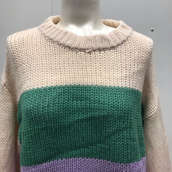 Lush Stripe Accent Drop Shoulder Sweater - Picture 3 of 8